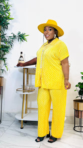 BRIE POLKADOT PLISSE CHILL 2PIECE SET (yellow/white)
